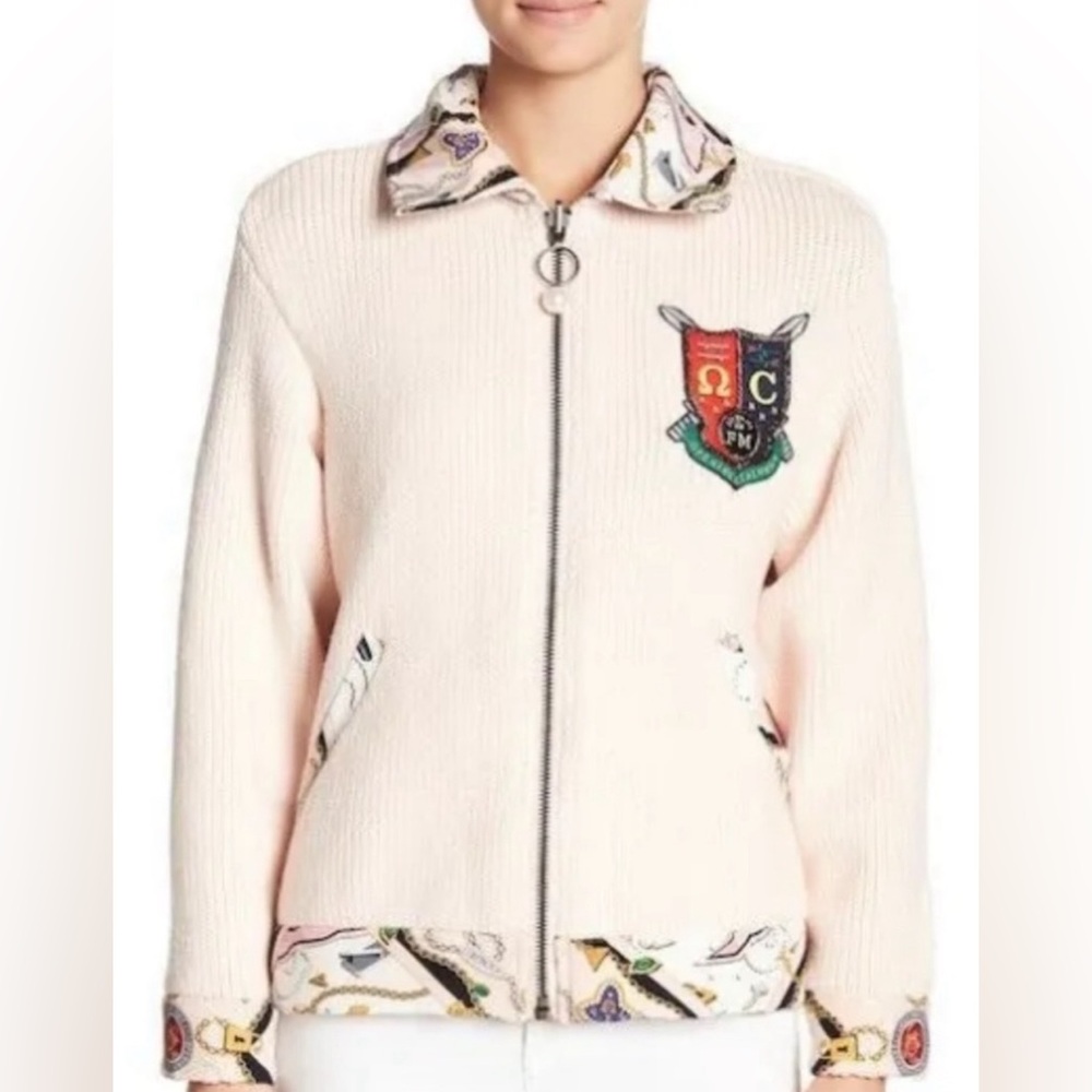 NWOT Opening Ceremony Sorority Print Reversible Knit Jacket Pearl Pink Multi Sz4